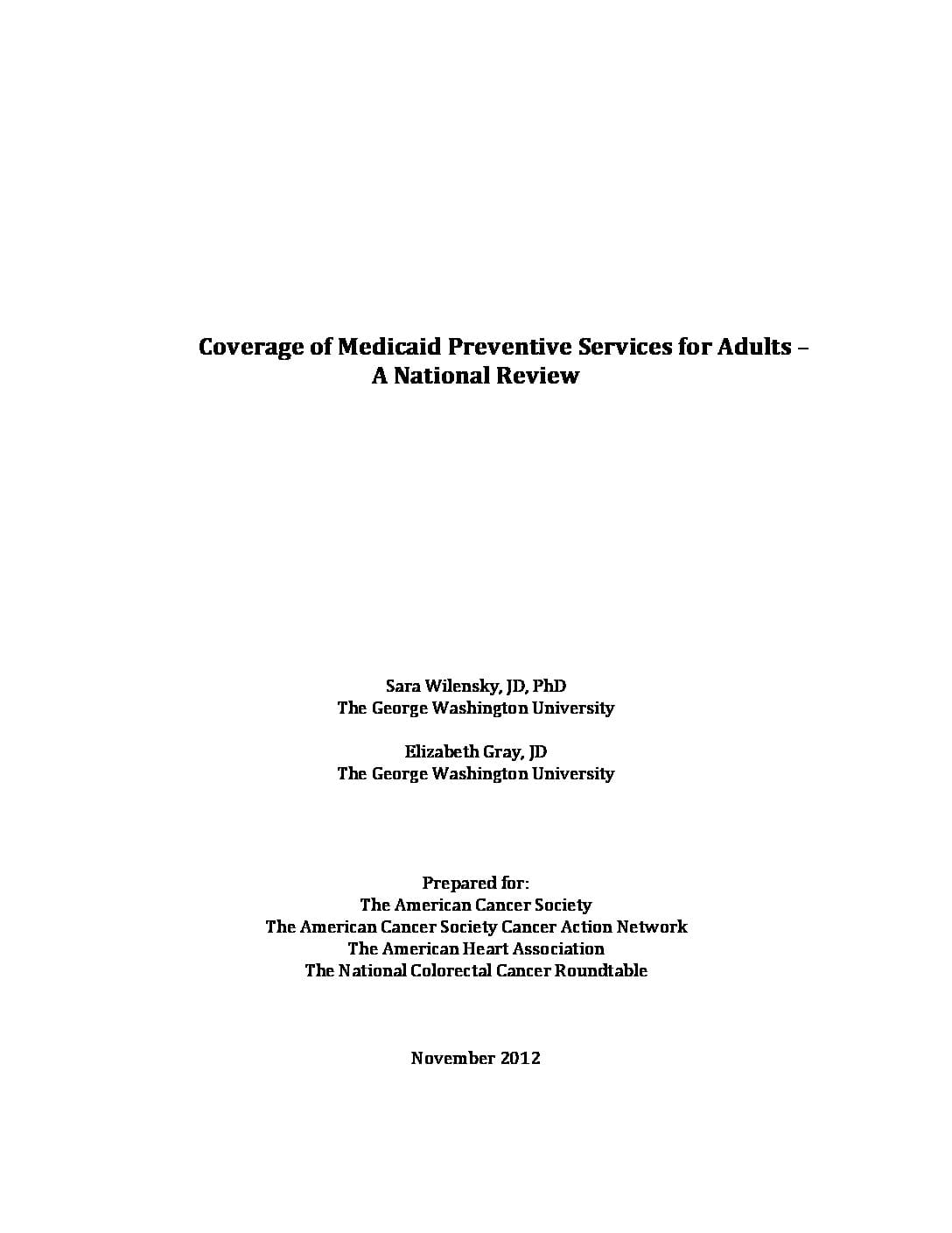 Image for Coverage of Medicaid Preventive Services for Adults – A National Review