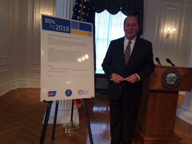 West Virginia governor Earl Ray Tomblin signs 80by2018 pledge!