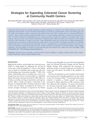 Image for Strategy Paper on Expanding Colorectal Cancer Screening at Community Health Centers