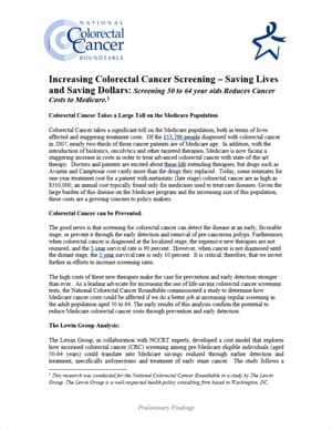 Image for Report on Savings to Medicare from Increased Colorectal Cancer Screening (2007)