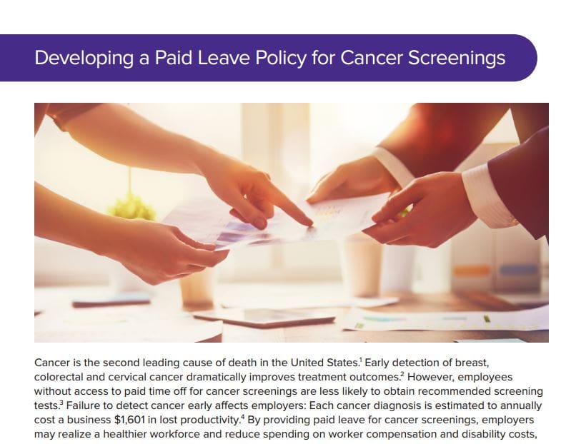 New guidance on paid leave policies for cancer screening