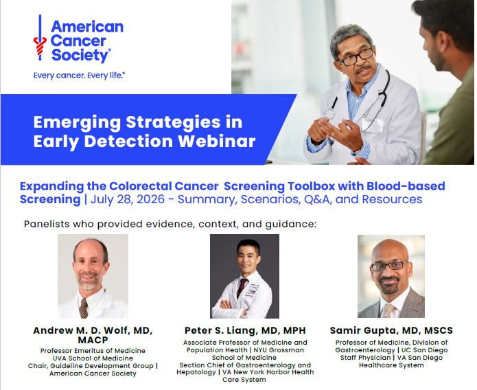 Image for ACS Webinar: ACS Expanding the Colorectal Cancer Screening Toolbox with Blood-based Screening